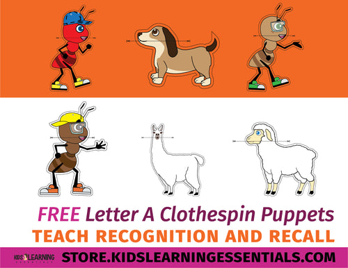 Free Letter A Clothespin Puppets