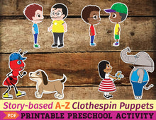 Load image into Gallery viewer, Story-based A-Z Clothespin Puppets