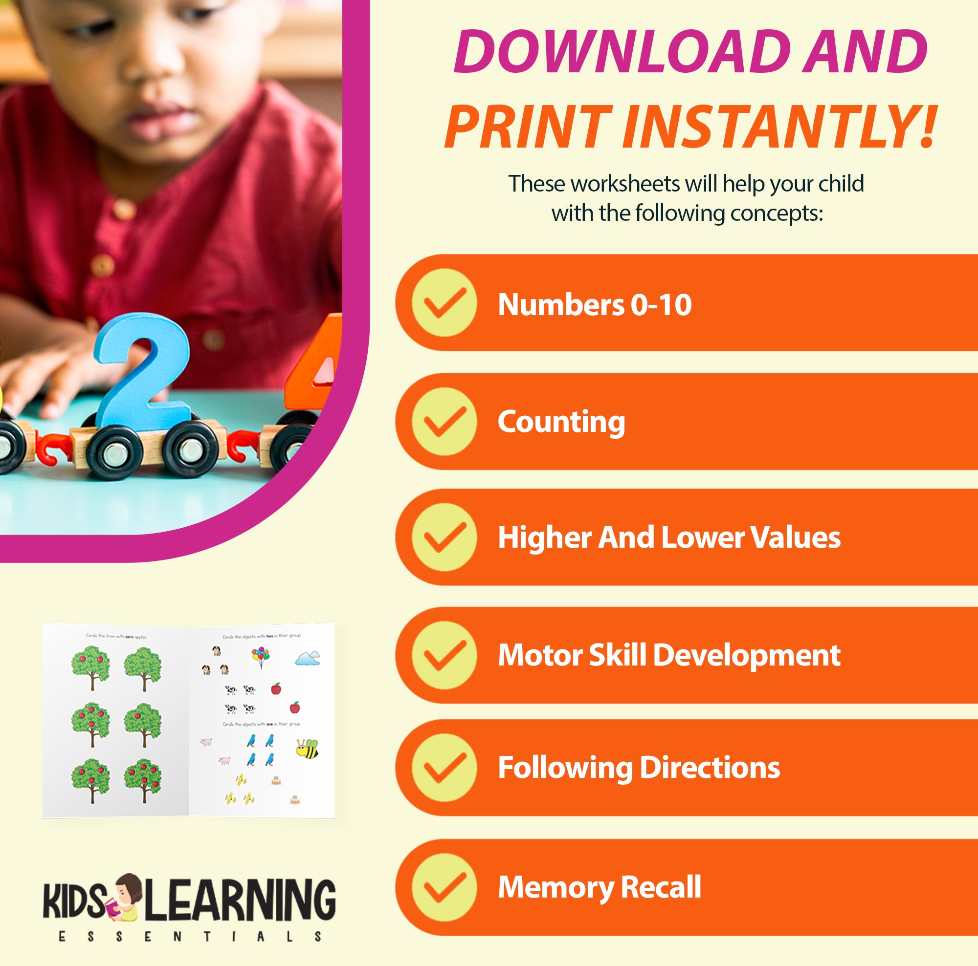 Preschool Math Workbook (140+ Printable worksheets) – Kids Learning  Essentials