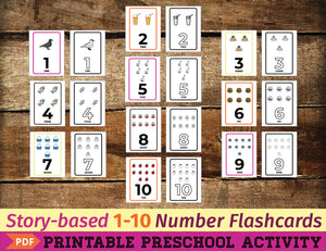 Story-based 1-10 Number Flashcards